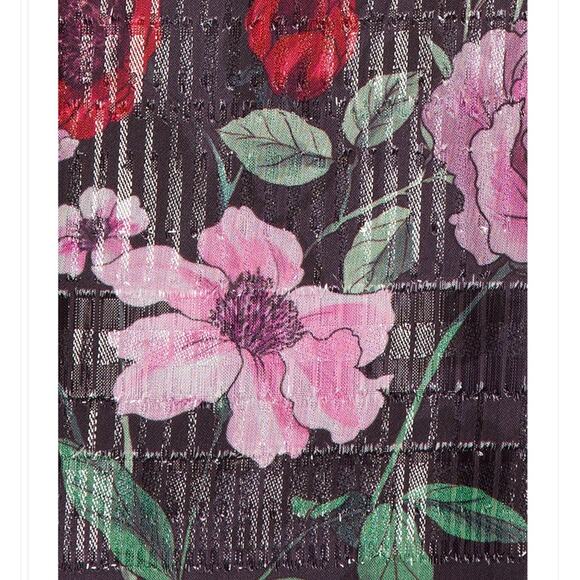 Revolve Tularosa Cora Wrap Dress Metallic Gown Black Purple Red Floral Small - Picture 4 of 11